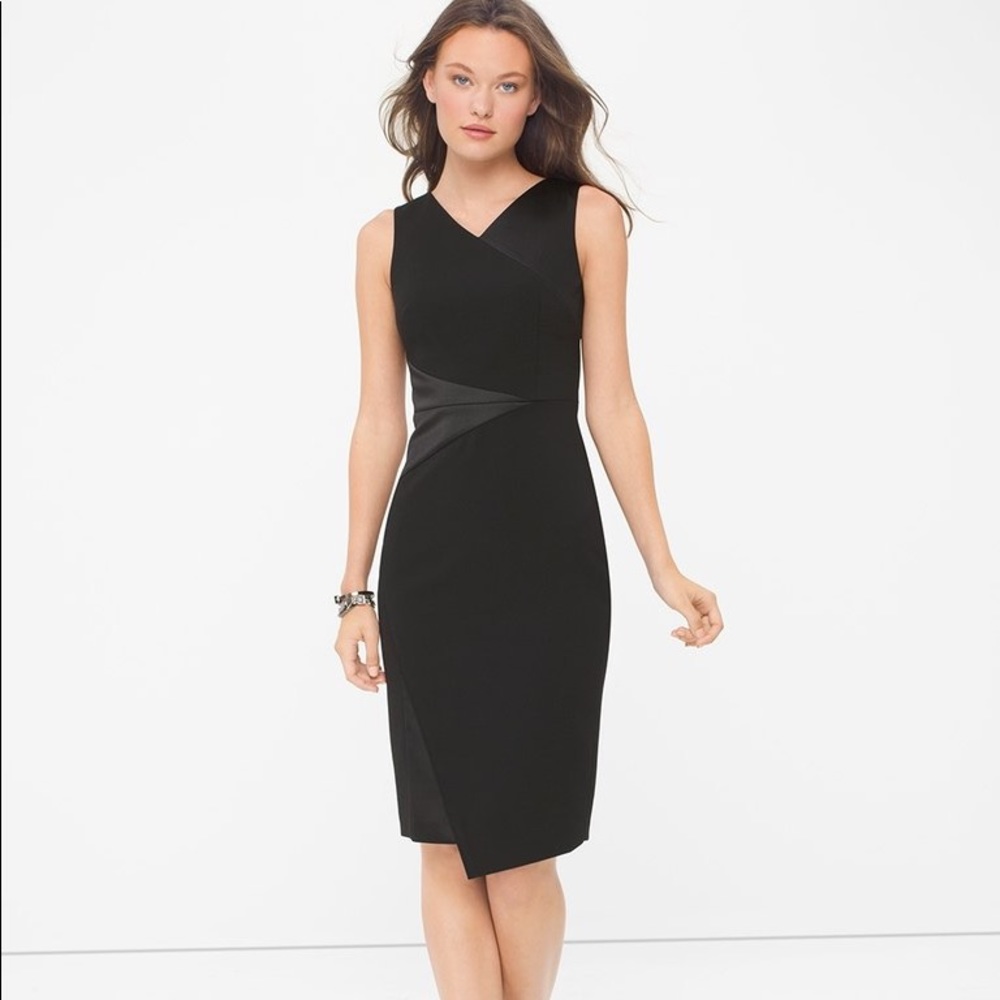 Satin Blocked Black Sheath Dress